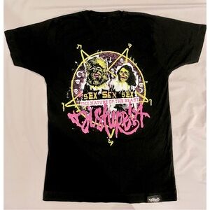 Disturbia pentagram Wolfman skelton girl neon S NWOT punk rock horror goth punk
